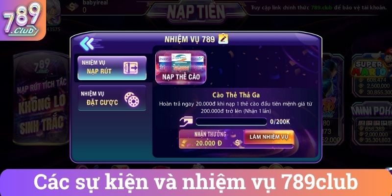 Cac su kien va nhiem vu 789club Các sự kiện và nhiệm vụ 789club